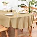 Wolkemer Oval Tablecloth 60 x 102 Inch Faux Linen Khaki Dining Table Cover Water-Resistant Farmhouse Decorative Table Cloth for Outdoor Indoor Wedding Party Banquet Tabletop Decoration
