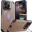 ESR for iPhone 16 Pro Max Case with Stash Stand, Camera Control, 23FT Military-Grade Shock-Absorbing Drop Protection, Compatible with MagSafe Accessories, Magnetic Cyber Series, Gold