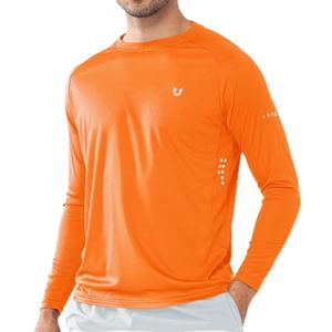 NORTHYARD Men's Sun Protection Shirts UPF 50+ Long Sleeve Swim Rash Guard Shirt Running Workout Athletic Hiking UV Fishing (Orange, M)