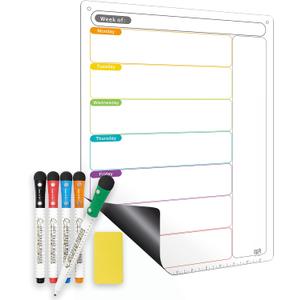Monday Start Weekly Planner for Fridge, Magnetic Dry Erase Calendar