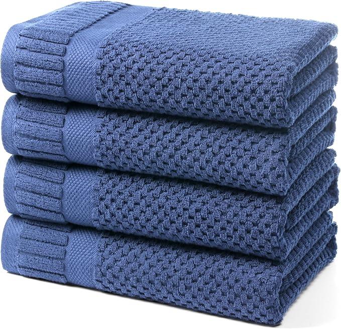 DIGEU 100% Cotton Bath Towels for Bathroom,Highly Absorbent Bath Towels Set Quick Dry,Luxury Soft Towels for Hotel(4 piece,Electric Blue)
