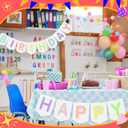 Buryeah Pastel Felt Happy Birthday Banner Colorful Garland Boho Confetti Pom Pom Rainbow Birthday Banner Reusable Sign Decoration for Festive Cute Candy Party Supply