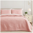 Exclusivo Mezcla California King Quilt Bedding Set, Lightweight Blush Pink Quilts Cal Oversized King Size for All Seasons, Soft Microfiber Bedspreads Coverlets with Leaf Pattern, 3 Piece