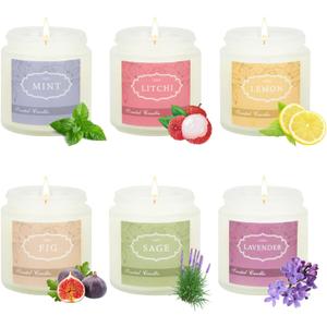 6 Pack Candles for Home Scented,Jar Candles,Lavender Candle,Aromatherapy Candle Gifts Set for Women,Long Lasting Scented Candles Gift for Birthday Mother's Thanksgiving Day Present (White)
