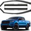 in-Channel Window Visors Rain Guards for 2019-2023 Ford Ranger SuperCrew, Window Vent Wind Deflectors Visors Shades for 19-23 Ranger Crew Cab