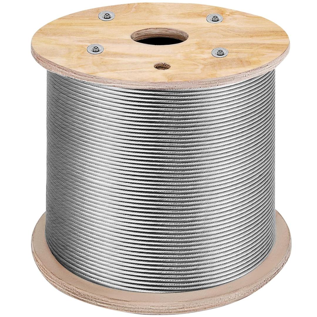 VEVOR 3/16 Stainless Steel Cable 1000FT, T316 4700 LBS Breaking Strength Thickened Cable Railing System Wire Rope Aircraft Deck Railing Kit Fence Wire