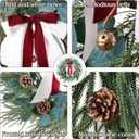 Christmas Wreaths for Front Door Outdoor, 24 Inch Artificial Xmas Winter Wreath, Christmas Wreath for Indoor Window, Wall, Porch, Mantel Decor, Decorated with Pine Cones, Bells & Red Bows Decorations (Red and Beige)