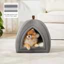 Bedsure Cat Beds for Indoor Cats - 2 in 1 Cat Cave House Tent for Kittens and Small Pets with Removable Washable Cushioned Pillow, Foldable Kitten Hideaway with Non-Slip Bottom, Grey, 17.3 inches