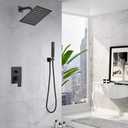 Matte Black Shower System Bathroom Rainfall Shower Faucet Set Complete Wall Mounted 8 Inch Shower Head and Handle Set with Rough-in Valve Body and Trim Kit