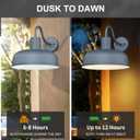 Darkaway 2pcs Solar Barn Light, Industrial Outdoor Wall Light Dusk to Dawn Wall Sconce Gooseneck Exterior Wall Mount Lighting with Hammered Dome Metal Shade for House Garage Porch Entry Hallway