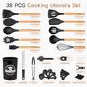 Astercook 39 PCS Kitchen Utensils Set, Silicone Cooking Utensil Sets with Wooden Handle, 446F Heat Resistant Food Grade Spatula Set, BPA Free Kitchen Gadgets Tools Set for Mothers Day Gifts