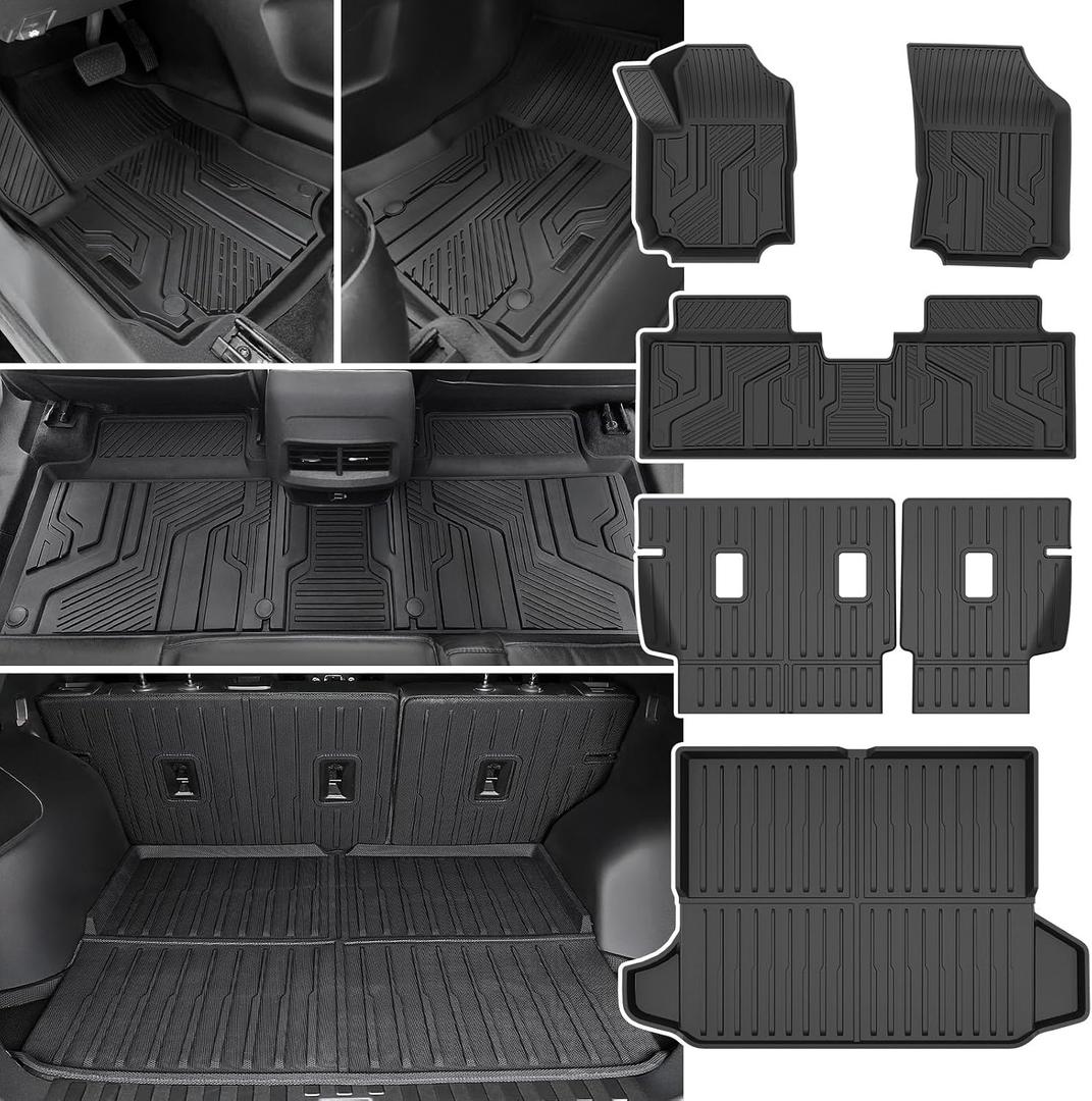 Floor Mats & Cargo Mat & Backrest Mat for 2018-2024 Chevy Equinox/GMC Terrain, All Weather TPE Car Floor Liners Trunk Mat Accessories for Chevrolet Equinox