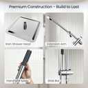 Veken 10" Luxurious Rain Shower Head with Handheld, High Pressure Rainfall Shower Heads wih Extension Arm, Wide Dual Showerhead with Spray Combo, Bathroom Accessories, Chrome, Silver