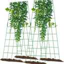 Cucumber Trellis 2 Pack, 59" H Foldable A-Frame Garden Trellis for Raised Bed Garden Grow Support with Plant Support Clips, Twist Ties for Cucumber,Tomato, Climbing Plants and Flowers