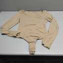 Avidlove Bodysuits for Women Long Sleeve Body Suits Womens Scoop Neck Bodysuit Double Lined Tops (Medium, Khaki)