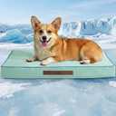Cooling Dog Bed for Crate, 30 x 20 Inch Orthpedic Cooling Mat for Dogs with Removable Washable Cover, Breathable Egg Crate Foam Anti-Slip Pet Beds, Light Aqua