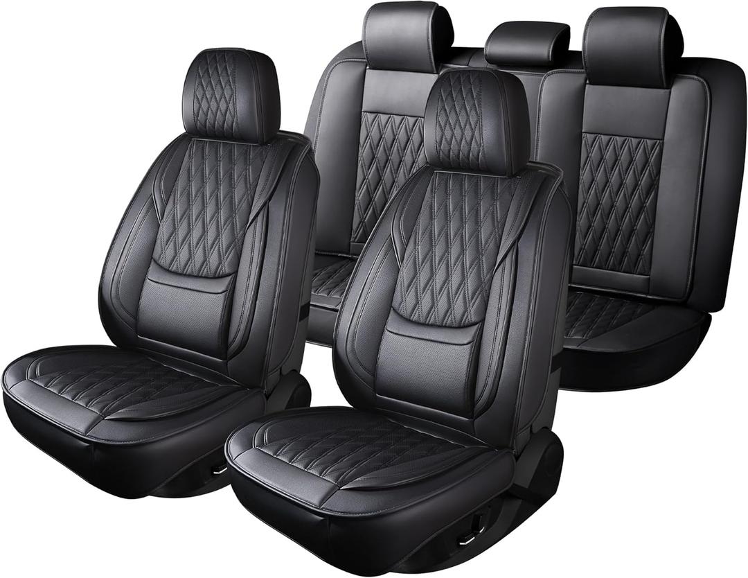 Chezope Leather Car Seat Covers Compatible with Chevy Chevrolet Silverado GMC Sierra,Fit for 2007-2013/2019-2024 1500 HD / 2500 HD / 3500 HD Truck