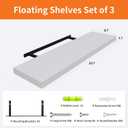 Upassion Floating Shelves for Wall Set of 3, 24" White Wall Shelves for Home Decor, Frame Display White Floating Shelf for Living Room, Bedroom, Bathroom, Kitchen