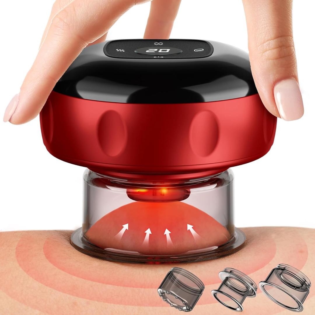 1 Pack Cupping Set, 7 in 1 Smart Cupping Therapy Massager, Red Light Cupping Therapy Set with 2 Modes for Targeted Pain Relief, Muscle Soreness, Cupping Kit with 12 Level Suction and Heat