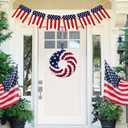 Silk Roses 4th of July Wreath - Red White Blue Patriotic Wreaths for Front Door, Memorial & Independence Day Decorations, Americana Decor for Porch Door Wall Window Indoor Outdoor 