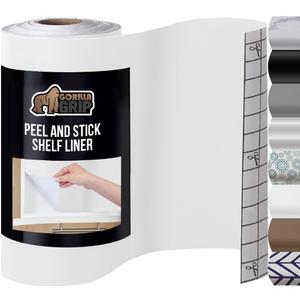 GORILLA GRIP Peel and Stick Paper, Removable Cover for Books, Shelves, Countertops, Drawers, Cabinets and Crafts, Easy Install Kitchen Decor, Shelf, Cabinet Liners, 11.8 in x 10 FT Bright White