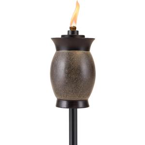TIKI Resin Jar Torch, 4-in-1 Design, 64" – Weather-Resistant Outdoor Torch for Patio, Garden & Lawn | Stone Color | Includes Long-Lasting Wick & Snuffer | Decorative Backyard & Landscaping Torch