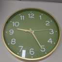 Wall Clock Green, 10 Inch Silent Wall Clocks Battery Operated-Modern Non Ticking Analog Clock Decorative for Kitchen Bedroom Office Bathroom(Gold)