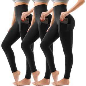 SINOPHANT 3 Pack Leggings for Women - High Waisted Buttery Soft Yoga Pants for Workout Athletic Sports (Black, XXL)