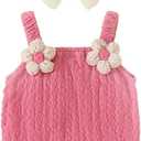 Baby Girl Bubble Romper with Butterfly Bow Back Newborn One-Piece Summer Outfit Cute Sleeveless Jumpsuit for Infants