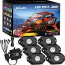 Nilight RGB LED Rock Lights Kit, 6 pods Underglow Multicolor Neon Pod with Bluetooth App Control Flashing Music Mode IP68 Exterior Wheel Well Light for Truck ATV UTV RZR SUV