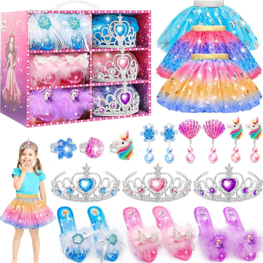Toys for Girls, Princess Dresses for Girls, Unicorns Gifts for Girls, Princess Dress Up Clothes for Little Girls, Skirts, Princess Shoes, Crowns, Jewelry, 2 3 4 5 6 7 8 Year Old Girls Birthday