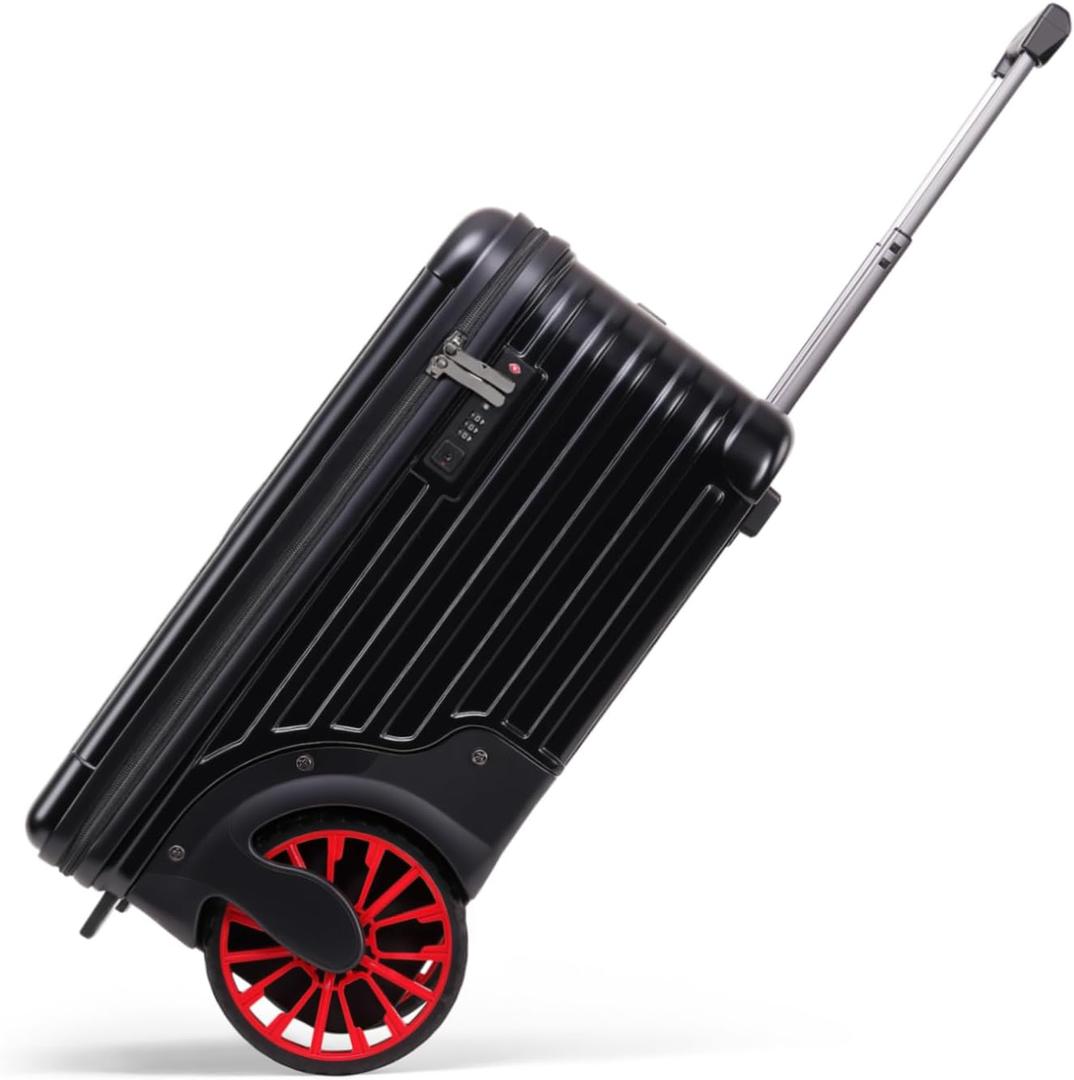 ROPLUS Extra Large Wheels Carry On Luggage Hard Shell Suitcase Top Opening Hard side Travel Luggage with TSA Lock (Black, 21-Inch)