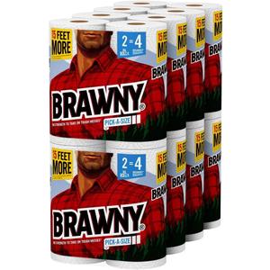Brawny Paper Towels, 16 XL Rolls, Pick-A-Size, White, 16 = 32 Regular Rolls