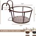 Iron Art Metal Railing Flower Pot Hanging Basket for Indoor Pot Holder Hanger 3 Pack Outdoor Plants Perfect for Porches and Patio Decor (Black)
