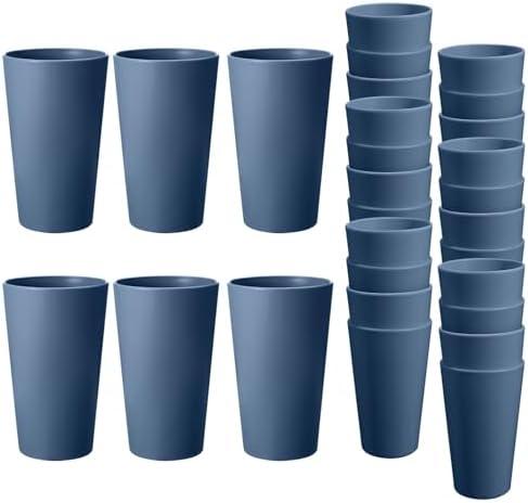 HEYCOME 8 Pcs Unbreakable Plastic Cups Set, 20 oz Reusable Plastic Cups, Stackable Water Tumblers, Drinking Cup for Kitchen, Outdoor, BPA-free, Dishwasher Refrigerator and Microwave Safe, Dark Blue