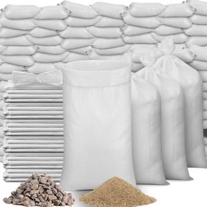 Windyun 300 Pcs White Empty Sandbags with Ties 18 x 30 Inch White Woven Polypropylene Sand Bags Bulk, Heavy Duty Sand Bags Flood Water Barrier for Hurricane Flooding, Construction