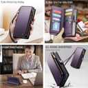 Defencase Compatible with Samsung Galaxy S23 Ultra Case Wallet with RFID Blocking Card Holder for Women Men, PU Leather Magnetic Snap Flip Zipper Strap Phone Case Fit for Galaxy S23 Ultra 5G, Purple