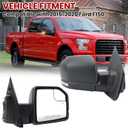 Right Passenger Side Door Mirror Assembly Compatible with Ford F150 2015 2016 2017 2018 2019 2020 with Turn Signal, Power Heated, Blind Spot Glass, Temperature Sensor Replace FL3Z17682CB (8 Pins)