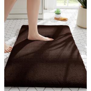 MINIDEAR Bathroom Rugs 24x17 Dark Brown - Thick Memory Foam Bath Mat, Ultra Soft & Plush Fluffy, Non-Slip, Quick Dry, Absorbent Washable Floor Microfiber Mat for Tub, Home Decor Accessories