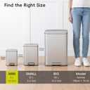 EKO Madison Brushed Stainless Steel 1.6 Gal/6L Bathroom Small Step Trash Can or Recycling Bin, Removable Inner Liner, Soft Close Lid, Fingerprint Resistant Finish
