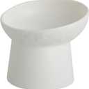 KITCHENLESTAR Small Ceramic Raised Cat Bowls, Tilted Elevated Food or Water Bowls, Stress Free, Backflow Prevention, Dishwasher and Microwave Safe, Lead & Cadmium Free(White)