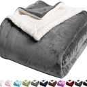 LBRO2M Sherpa Fleece Bed Blanket King Size Super Soft Fuzzy Plush Warm Cozy Fluffy Microfiber Couch Throw Velvet Double Reversible Luxurious Blankets,Grey