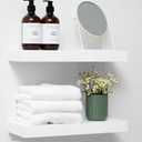 Homeforia White Floating Shelf 18 inch, High End Solid Real Wood 18inch Bathroom Floating Shelves for Wall Mounted, White Wooden 18in Floating Shelves, Heavy Duty Bracket, 18 X 6.5 X 1.75 in, Set of 2
