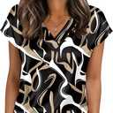 Zeagoo Women Silk Satin Tops Cap Short Sleeve Blouse V Neck Shirts Business Casual Outfits, XL (Cx312)