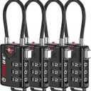 TSA Approved Cable Luggage Locks, Re-settable Combination with Alloy Body