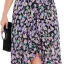 EYWOL Plus Size Wedding Guest Dress for Women, Floral Chiffon Midi Wrap Dress, Flutter Sleeve High Waist Flowy Summer Dresses (Black)