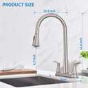 HOMELODY 2 Handles Kitchen Faucet with Pull Down Sprayer for 3 Hole Sink, 8 inch 360° Rotating Spout Centerset Kitchen Sink Faucet with Water Lines Brushed Nickel