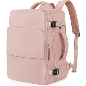 Hanples Carry On Bags Travel Backpack for Women - 35L Personal Item Luggage Backpack, Waterproof, USB Charging, Fits 16 Inch Laptops Airplane Travel Essentials (Pink)