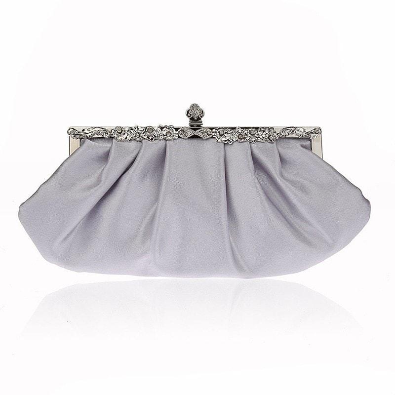 GORGLITTER Women's Evening Bag Pleated Satin Clutch Wedding Bridal Party Prom Handbag Small Dressy Formal Purses Silver One Size