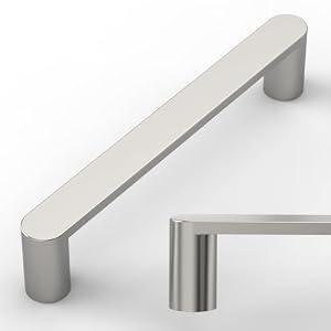 Amerdeco 10 Pack ZH0005BSN Brushed Satin Nickel 5 Inch(128mm) Hole Centers Kitchen Cabinet Pulls Hardware Modern Kitchen Handles for Cabinets Cupboard Handles Drawer Pulls